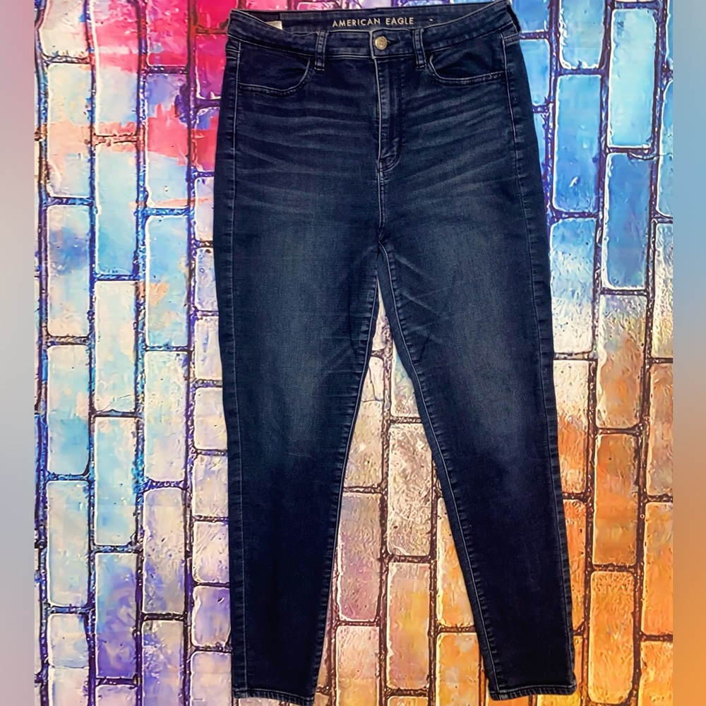 3/$20 American Eagle Women's Dark Blue Skinny Jeans